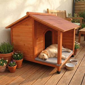 Villa de Lujo para Mascotas con Balcón, Casa para Perros de Madera Sólida, Resistente a la Lluvia y al Sol, para Perros Medianos y Grandes - Product Image 1