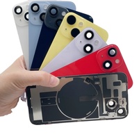 Cache-batterie en verre avec plaque en fer et anneau magnétique pour iPhone 14 15 16 Pro Max, coque arrière en verre