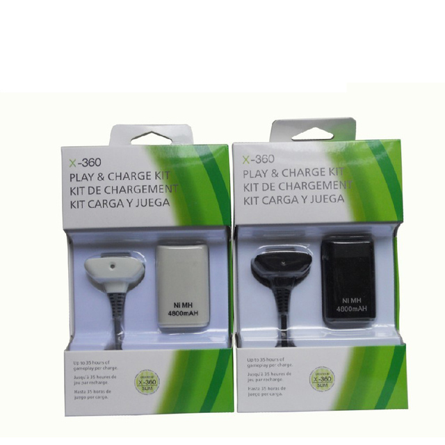 Factory Wholesale Xbox360 Slim Wireless Controller Battery Pack & Charger Kit Plastic with Wired Communication & USB Cable