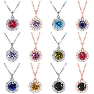 SPJ Fine S925 gioielli in argento 925 da 12 mesi con pietra di nascita di forma rotonda Halo colore Zirconia ciondoli gioielli da donna - Product Image 1