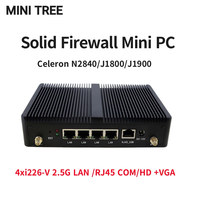 PC Nano Mini Kompak J1900 4 Port LAN Gigabit Desain Tanpa Kipas Senyap Firewall Jaringan X86 Mini Server Mendukung Ubuntu Win10 Linux