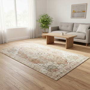 Tappeto Moderno con Design Orientale Astratto, Prodotto a Macchina, Sottile con Retro <span class=keywords><strong>in</strong></span> PVC, <span class=keywords><strong>in</strong></span> Poliestere Avorio Grigio, Lavabile - Product Image 5