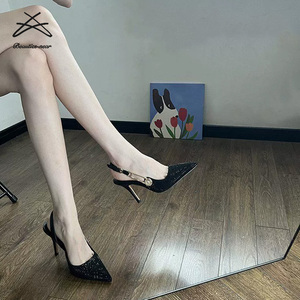 <span class=keywords><strong>Scarpe</strong></span> da donna con tacco alto con tacco alto con tacco alto e tacco <span class=keywords><strong>nero</strong></span> festa estiva nuove <span class=keywords><strong>scarpe</strong></span> sandali con punta - Product Image 2