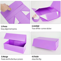 Boîte cadeau rigide en carton recyclable, grand format, violette, magnétique, pliable, design personnalisé, luxe, pour cosmétiques et soins de la peau.