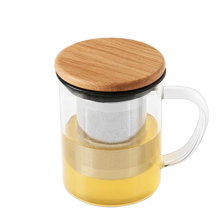 Caneca térmica resistente ao choque para café, copo de vidro com tampa de vidro transparente para 1 usuário