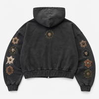 Sweatshirt Custom Berkualitas Tinggi Grosir Partai Besar Distressed Bordir Aplikasi Reflektif Dengan Logo Sunset MOQ Rendah Sweatshirts