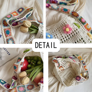 Fabrik Großhändler Sommer Strand tasche mit rosa Blume Umhängetasche für Frau Hot Sale Crochet Cute Bag - Product Image 6