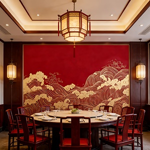 Waterproof Wave Wall <strong>Paper</strong> Restaurant Wall Decoration Wall Covering Red <strong>Textured</strong> Wave Mural Wallpaper - Product Image 1