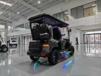 Voiturette de golf électrique de luxe 4 places, voiturette de golf électrique tout-terrain surélevée avec barre lumineuse de toit et éclairage de jantes RGB