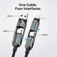 Câble de charge rapide Type-C de qualité supérieure, indicateur LED, charge super rapide 3A, connecteurs renforcés en nylon tressé, compatible iOS
