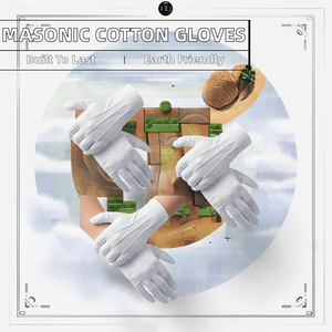 Gants de poignet OEM en coton biologique blanc, sérigraphiés, pour francs-maçons, toutes saisons, écologiques, respirants et durables, vente chaude - Product Image 2