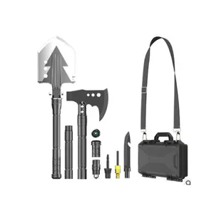 DOZ Outdoor Portable Steel Survival Camping Folding Shovel Axe Tool Set Kit With Box Bag