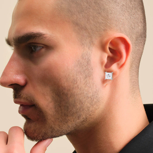 Boucles <span class=keywords><strong>d</strong></span>'oreilles Princess Moissanite en or blanc 14 carats vermeil, argent sterling 925, bijoux pour hommes et femmes, diamants de laboratoire VVS1, clous <span class=keywords><strong>d</strong></span>'oreilles - Product Image 6
