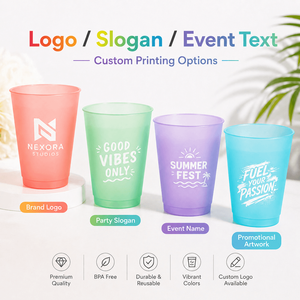 Gobelets en plastique givré colorés personnalisés avec logo, gobelets réutilisables pour les enterrements de vie de jeune fille, anniversaires, événements en plein air - Product Image 4