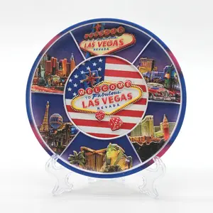 Custom embossed printed resin souvenir plate for home decorative