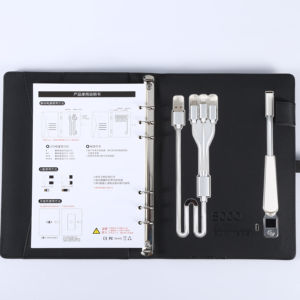 Top PU Leather Notebook Power Bank Notepad with Wireless Charger and 8G USB Flash with <b>Book</b> Lamp and LED logo for Gifts Idea - Product Image 1