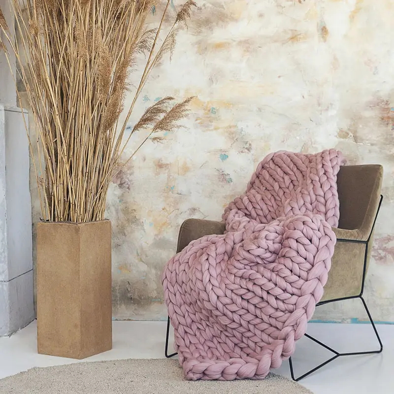 Chunky knit blanket throw with merino wool arm giant knit blanket cozy throw blanket Trending Valentine's Day gift