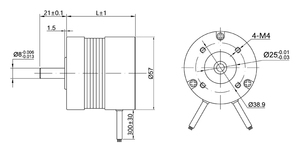 Motor sin Escobillas de 57 mm de Alta Velocidad, 3000 RPM, 24 V CC, Forma Redonda, 250 W, 57BYA114B030X - Product Image 3