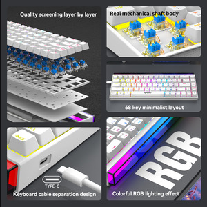 Clavier mécanique RAIKU GK68, 68 touches, éclairage RGB, câble détachable filaire pour jeux - Product Image 4