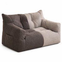 Sofá Puff de Lino Moderno de 2 Plazas con Diseño Patchwork, Acolchado Suave, Reclinable, Doble, con Bolsillos Laterales, Mueble para el Hogar, Sala de Estar, OEM, ODM