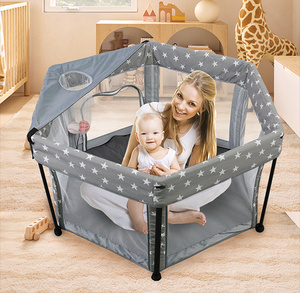 <span class=keywords><strong>Parc</strong></span> pour bébé pliable <span class=keywords><strong>hexagonal</strong></span> personnalisé 300D, lit de sécurité pliable pour bébé, clôture pour <span class=keywords><strong>parc</strong></span> pour bébé pliable - Product Image 5