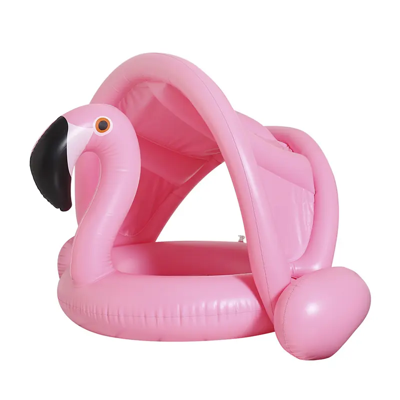 Baby Float Flamingo Swimming Rings For Pool With Sun Protection Canopy Add Tail Chamber Never Flip Over Baby Swimming Float