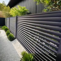 Panneaux de lattes de clôture en métal de jardin de persienne en aluminium horizontal noir modèle 3D clôture de confidentialité en aluminium clôture de ferme à pression naturelle