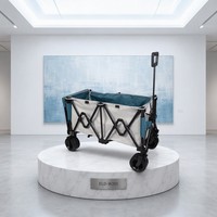 Chariot pliable élargi robuste pour le camping avec roues tout-terrain, chariot utilitaire pliable 200 kg pour usage extérieur