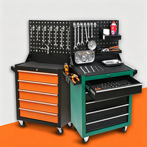 Armoire à outils d'atelier, armoire de rangement en acier robuste à double porte avec serrure, étagères réglables pour garage, mécanicien, maison - Product Image 6