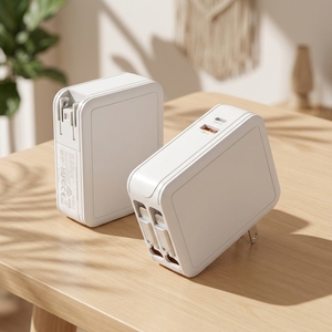HNT 65W เครื่องชาร์จแล็ปท็อปแบบพับเก็บได้เครื่องชาร์จติดผนัง USB พร้อมสาย <span class=keywords><strong>IOS</strong></span>+ แบบคู่ 2.6FT ประเภท C 4-in-1 ชาร์จเร็วแบบพกพาสำหรับไอโฟน - Product Image 2