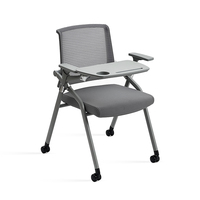 Chaise de formation ergonomique pliable en maille avec tablette d'écriture pour bureau, salle de conférence, école, salle de classe, mobilier scolaire, chaise d'apprentissage