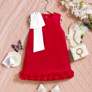 <span class=keywords><strong>Vestito</strong></span> da <span class=keywords><strong>bambina</strong></span> all'ingrosso in stile britannico con fiocco, elegante abito <span class=keywords><strong>natalizio</strong></span> a girocollo per bambini - Product Image 5