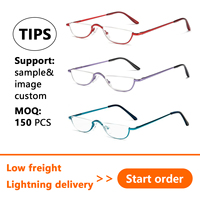 Wholesale Old People Half-Moon Magnifying Book Eyewear Small Half Metal Spring Frame Hd Resin Clear Presbyopia Reading Glasses