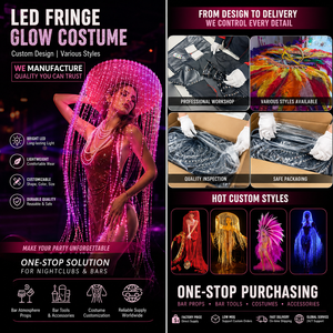 LiqVis - Disfraz de Lujo Moderno para Bar, Color Personalizado, Estilo Disco, Vaquera, Baile, Sexy, <span class=keywords><strong>GoGo</strong></span>, con Luces LED, Sombrero con Borlas para <span class=keywords><strong>Discoteca</strong></span> - Product Image 6