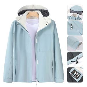 High Quality Formal Thin Men's Women's Unisex <b>Waterproof</b> Hooded Windbreaker Winter Hiking <b>Jacket</b> Custom DIY Logo Front Outdoor - Product Image 2