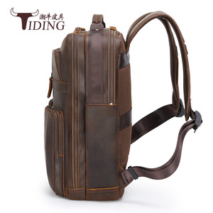 Tiding Retro Crazy Horse Leather <b>Backpack</b> For Men Large Capacity <b>With</b> Laptop <b>Compartment</b> Outdoor Travel <b>Backpack</b> - Product Image 1