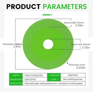 Disque de coupe pour verre, lame de scie diamantée, lame de coupe pour polissage de carreaux de céramique, Jade, 100mm