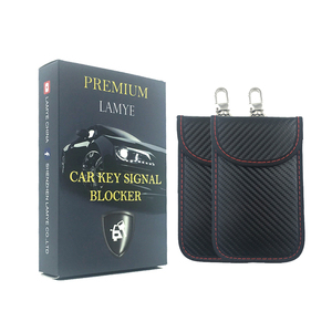 Bảo Vệ Xe Màu Đen 2 Gói Chất Lượng Sợi Carbon Chìa Khóa Xe Ô Tô Chặn Tín Hiệu Túi Faraday Túi Tín Hiệu Chặn RFID - Product Image 2