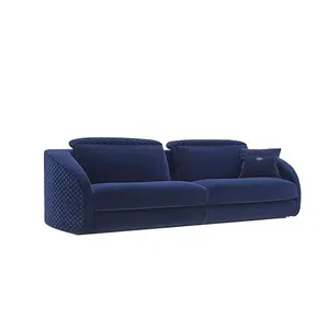 Sofás de veludo oversized personalizado, sofás azul escuro e loveseat para móveis e lazer