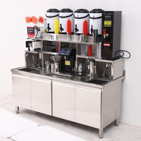 Console de bar à thé au lait en acier inoxydable, plan de travail pour café et eau, vitrine réfrigérée à température normale, ensemble complet