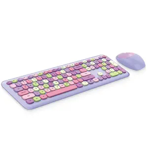 MOFII Lipstick 110key Multimedia Retro 2.4g Wireless Keyboard And Mouse Combo For Girls Best Gift