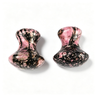 Pierre de massage faciale en forme de champignon, masseur pour les yeux et le visage, Gua Sha en rhodonite pour le visage