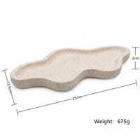 Plateau Nuage Moderne WeiVibe en Marbre Beige, Plateau de Service Fantaisie à Niveau Unique en Pierre Grise Veineuse, Décoration Maison Sûre pour les Aliments