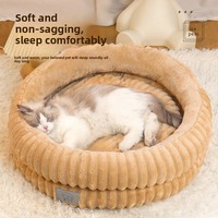 Lits lavables antidérapants et doux pour chats Lit rond en fausse fourrure pour chats Coussin de couchage pour chiot et chaton