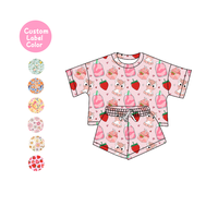 Nieuwe vintage bamboe spandex baby relax korte mouw 2-delige zomeroutfit cartoonprint ademende shorts