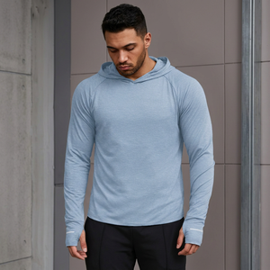 Men's Autumn Athletic Hoodie Hooded Sweatshirt Solid Color Long Sleeve Anti-UV 100% Polyester Regular Fit Drop Shoulder Made - Product Image 2
