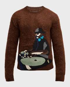 Pull à col rond moelleux à motif OEM & ODM LOGO personnalisé Pull en tricot en mohair pour hommes - Product Image 6