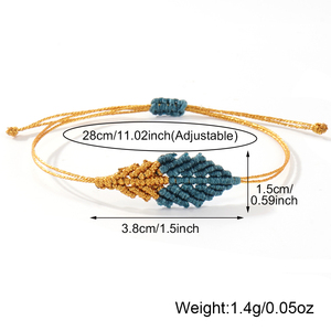 Bracciale dell'Amicizia Go2boho con Foglia in Macramè, Gioiello Bohémien con Cordino Regolabile in Nylon Annodato a Mano da Donna e Ragazza, Idea Regalo da Abbinare - Product Image 6