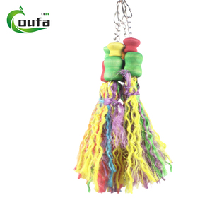 Sıcak satış renkli papağan Pet kuş büyük ahşap bloklar çiğneme kafes büyük orta kuşlar için asılı oyuncak renkli salıncak oyuncaklar - Product Image 5