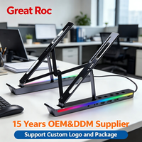 Support de bureau portable pour ordinateur portable, réglable sur 6 angles, compatible avec les ordinateurs portables de 15,6 pouces
